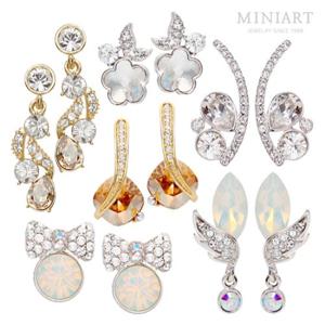 화려한 925 실버 은침 귀걸이 스와로브스키 크리스탈 제작 6종