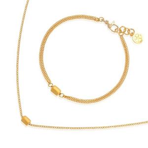 [골드모아] 여자 순금 목걸이 팔찌 세트 15g [원통 민줄]