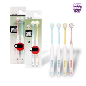 딩동펫 강아지칫솔 스마일 원형 미세모 칫솔