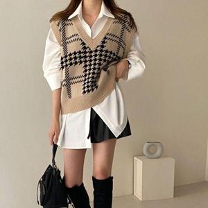 [블랙린드]하운드 체크 베이직 베스트 B23DVE119