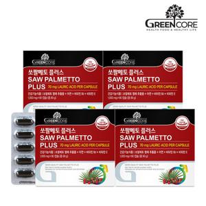 그린코어 쏘팔메토 플러스(쏘팔메토,아연 1,000mgX90캡슐) - 4박스(12개월분)