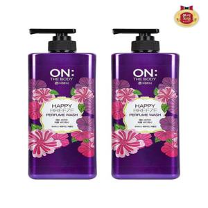 [온더바디]온더바디 퍼퓸 약산성 해피브리즈 바디워시 로즈&아이리스향 900ml x 2개
