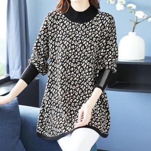 [까르죠아]까르죠아 A라인 호피롱니트 40 50대여성의류 빅사이즈 겨울폴라티셔츠