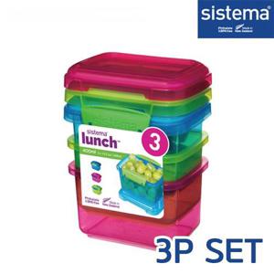 [시스테마] 트렌드 런치박스 직사각 도시락통 3P세트 400ml