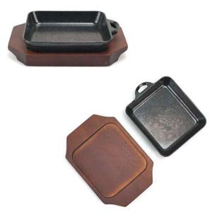 사각 스테이크 철판 무쇠팬 주물팬 33호 목판포함 (WAC260E)