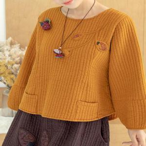 [디얼마미][디얼마미] 세로줄 누빔 블라우스 / 미시옷 빅사이즈 엄마옷 생활한복 중년 여성 마담