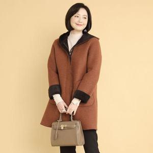 [애비뉴투지]엄마옷 그레이스 두툼 인조퍼 무스탕 후드 여성 겨울 자켓 J01266 50대 60대 중년여성