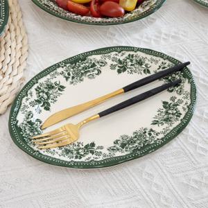 클레이탄 다이애나로즈 브런치 홈카페 접시 오발 플레이트