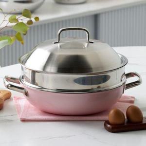 갤러리아_핀일로 헥사칼라스텐 통5중28cm 파티웍+스텐뚜껑+찜기(6color)