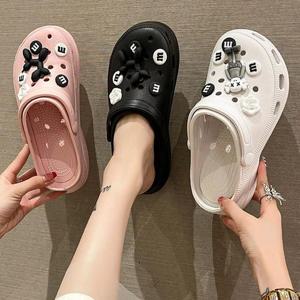 소프달링 여성 발편한 5CM 통굽 키높이 지비츠 슬리퍼 여름 에바 펀칭 샌들형 실내화 아쿠아슈즈