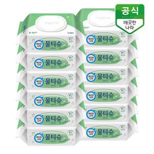 깨끗한나라 물티슈 퓨어 그린 캡형 100매 x 12팩