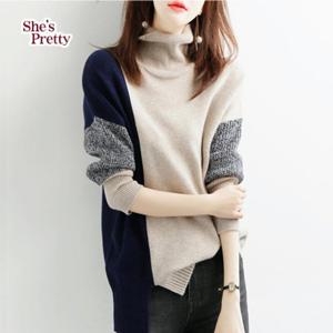[쉬즈프리티] 스티칭컬러터틀넥니트