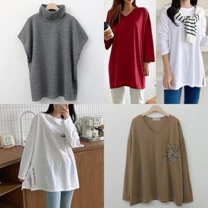 빅사이즈여성의류 폴라조끼 여성폴라티 엄마옷 롱티