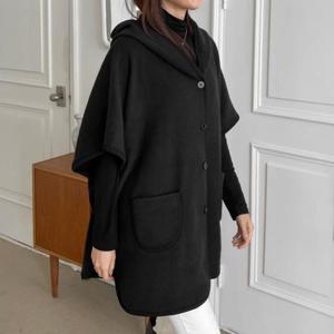 언발 버튼 후드 판쵸 자켓 312O806S 빅사이즈 502