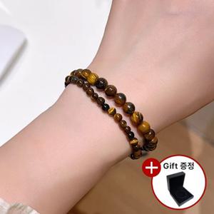 엔비 호랑이눈 호안석 두줄 팔찌 특A등급 원석 염주 재물운 건강운 케이스 증정