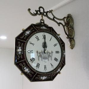 쥬얼리 팔각형B 자주빛 주물 양면시계 HBC-337J