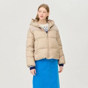 [베네통]니트 블럭 후드 집업 구스 패딩_BAPD62461