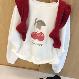 아이미마인 / 룰루체리 프린팅 레터링 라운드 루즈핏 기모 맨투맨 (3color)