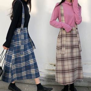 여성의류 NN 파스텔체크울멜빵치마(B592H012) 빅사이즈