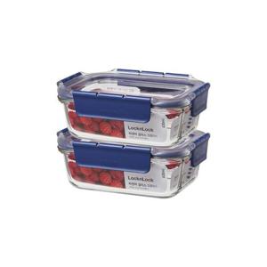 [본사] 락앤락 탑클라스 유리밀폐용기 직사각 630ml 2개 구성
