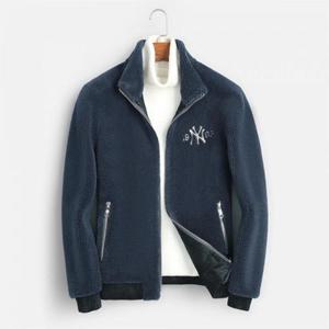 남성 차이나넥 점퍼 캐주얼 양털 코트 블루