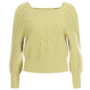 FW 여성 스퀘어넥 꽈배기 나그랑 크롭 니트 티셔츠 EAN-WKN-20171-연두