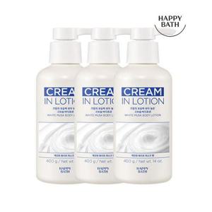 [해피바스]크림인로션 화이트머스크 바디로션 400g 3입