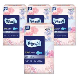잘풀리는집 리얼실키 미용티슈 280매 3입 4팩