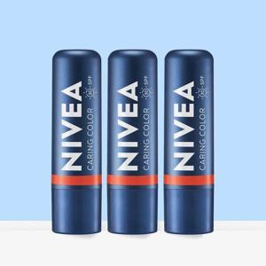 [니베아_뷰티]니베아 케어 & 컬러 립밤 4.8g 크림 코랄 3개
