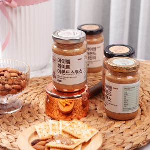 [아이엠]직접 로스팅한 100% 볶음 아몬드버터 5통 [아몬드스무스(230g x 2통)+아몬드크런치(230g x 2통)+화이트아몬드스무스(230g x 1통)]