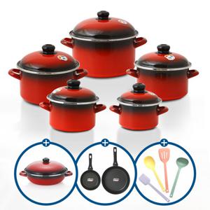 [깊은형]ELO IH 빨강법랑냄비 깊은형 세트