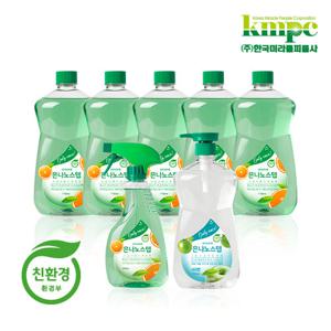 은나노스텝세정제 시즌3 실속패키지(다용도세정제 550mlx1개+1100mlx5개+주방세제1100mlx1개/총7150ml)
