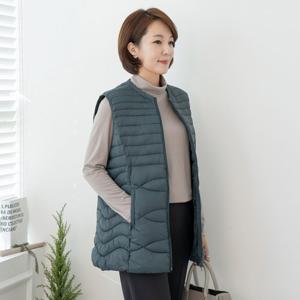 엄마옷 마담4060 엄마조끼 조끼웰론미디패딩-QVE2410005-