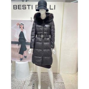 갤러리아_[24F/W]특가 양가죽 폭스퍼후드 벨티드 구스다운롱코트(BJHJY8698)