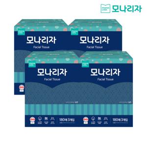 [모나리자] Facial Tissue 미용티슈 180매x3입x4팩(천연펄프100%)