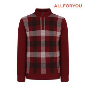 [올포유][올포유]남성 체크 자가드 반집업 방풍 니트 AGSHMA311-415