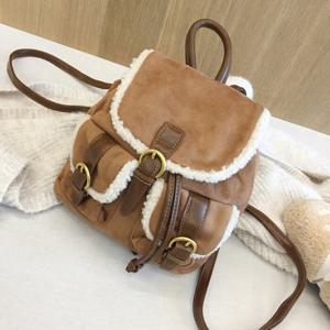 아이미마인 / 양털 트리밍 페이크 스웨이드 미니백팩