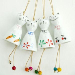 도자기 고양이 풍경종 풍경 문종 현관종 문벨 도어벨 WFL6KSZ