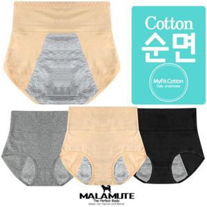 [마이핏]배를 따뜻하게 하이웨스트 여성 샘방지 생리팬티3매