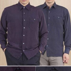 [중년의품격] 봄 가을 간절기 남성 나염 도트 신사 긴팔 남방 셔츠