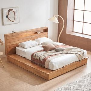 핀란디아 넬슨 LED 원목 평상형 침대 라지킹LK