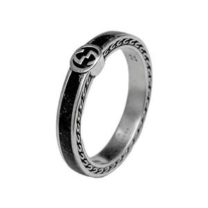 구찌 인터로킹 에나멜 G로고 반지 701620 J8410 1064 블랙 실버