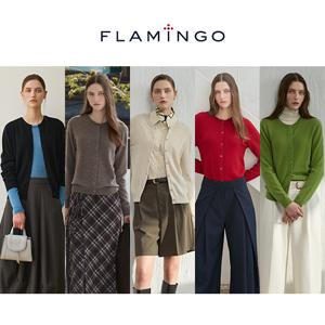 [10%할인+10%적립][후라밍고] 더 프리미엄 25FW 화이트 캐시미어 100% 라운드 가디건