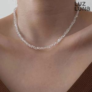 [루즈루나] 이아이 화이트 투명 크리스탈 비즈 초커 목걸이