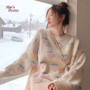 [쉬즈프리티] 피치패턴라운드니트_여성겨울니트