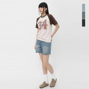 스콰즈 여자 베이직 데님 숏바지 여름 빈티지 컷팅 반바지 SNNP024