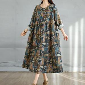 [쿠잉]빅사이즈 2컬러 봄가을 데일리 중년여성 롱 원피스