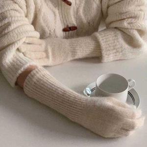 [에이치플러스몰]여성 롱 울혼방 니트장갑 긴 손목장갑 겨울아이템