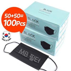 [웰하스]국산 MB필터 마스크 블랙 100매 일회용 성인 비말차단