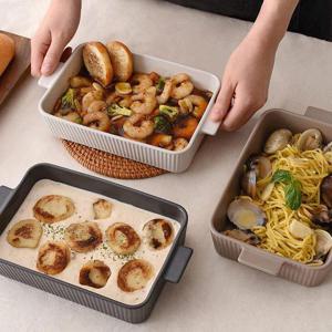 직사각 도자기 그라탕 그릇 오븐용 라자냐 그릇 용기